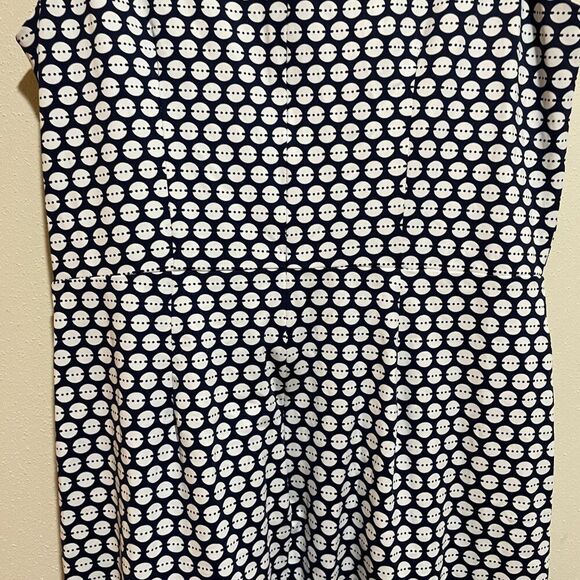 J McLaughlin Size M Catalina Cloth Mia Sleeveless Sheath Dress Navy Polka Dot - Picture 13 of 13